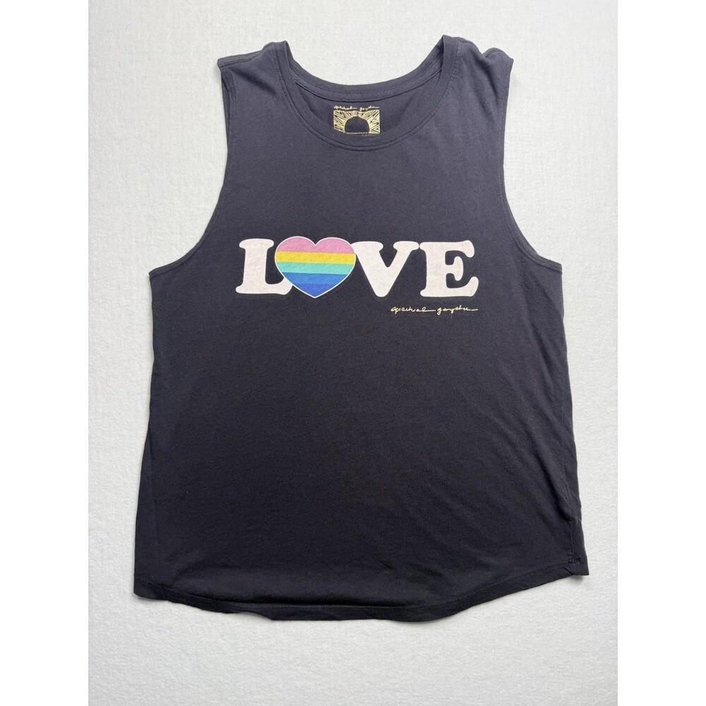 Spiritual Gangster LOVE Rainbow Heart Muscle Tank Top Size Small